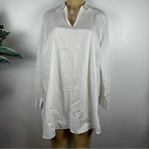 Worthington White Popover Top Sz 1X Long Sleeves Shirt Blouse